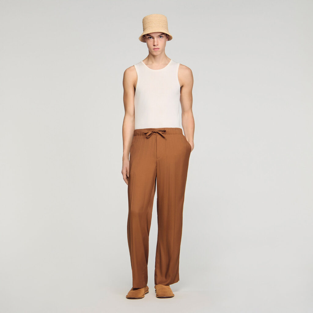 Pantalon fluide élastiqué à cordon