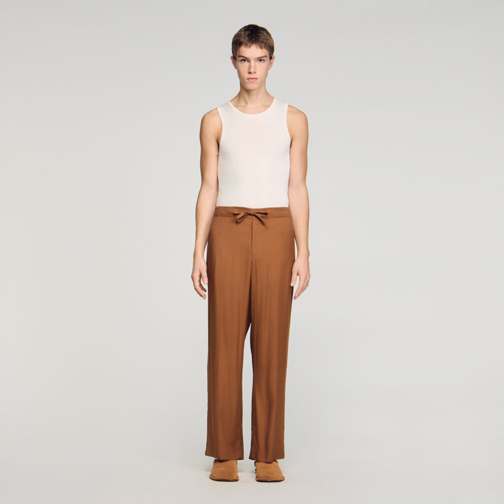Pantalon fluide élastiqué à cordon