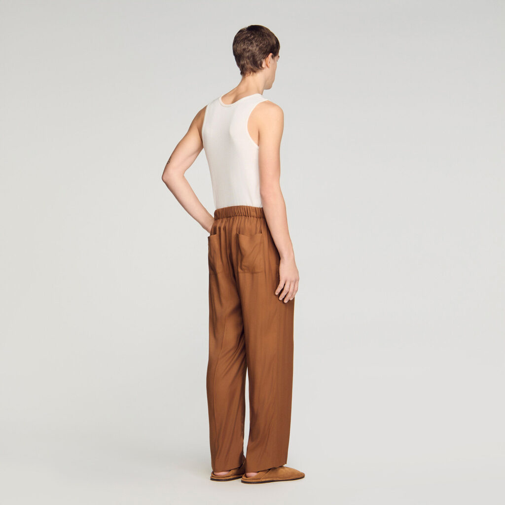 Pantalon fluide élastiqué à cordon