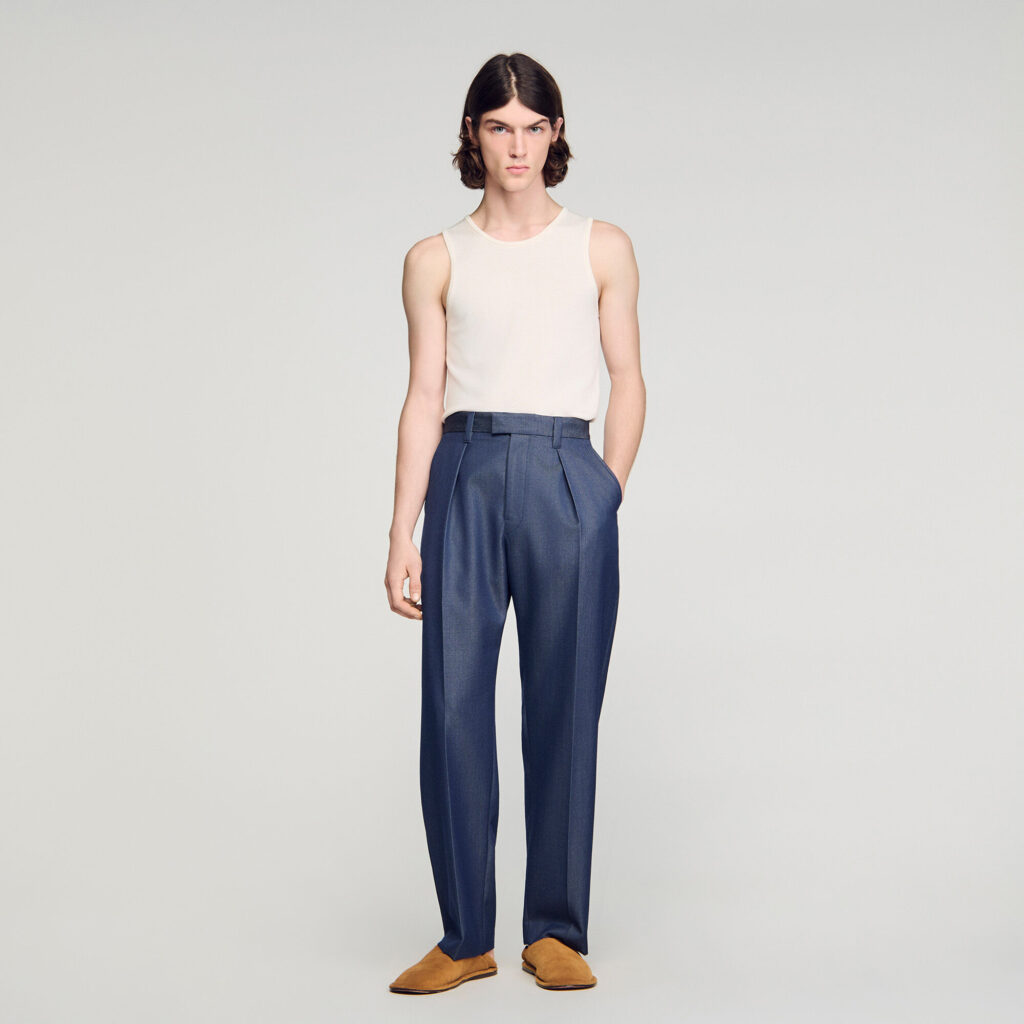 Pantalon à pince effet denim