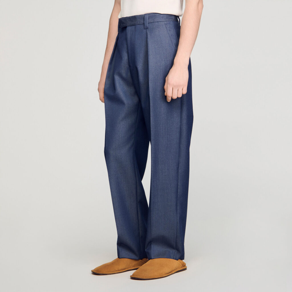 Pantalon à pince effet denim