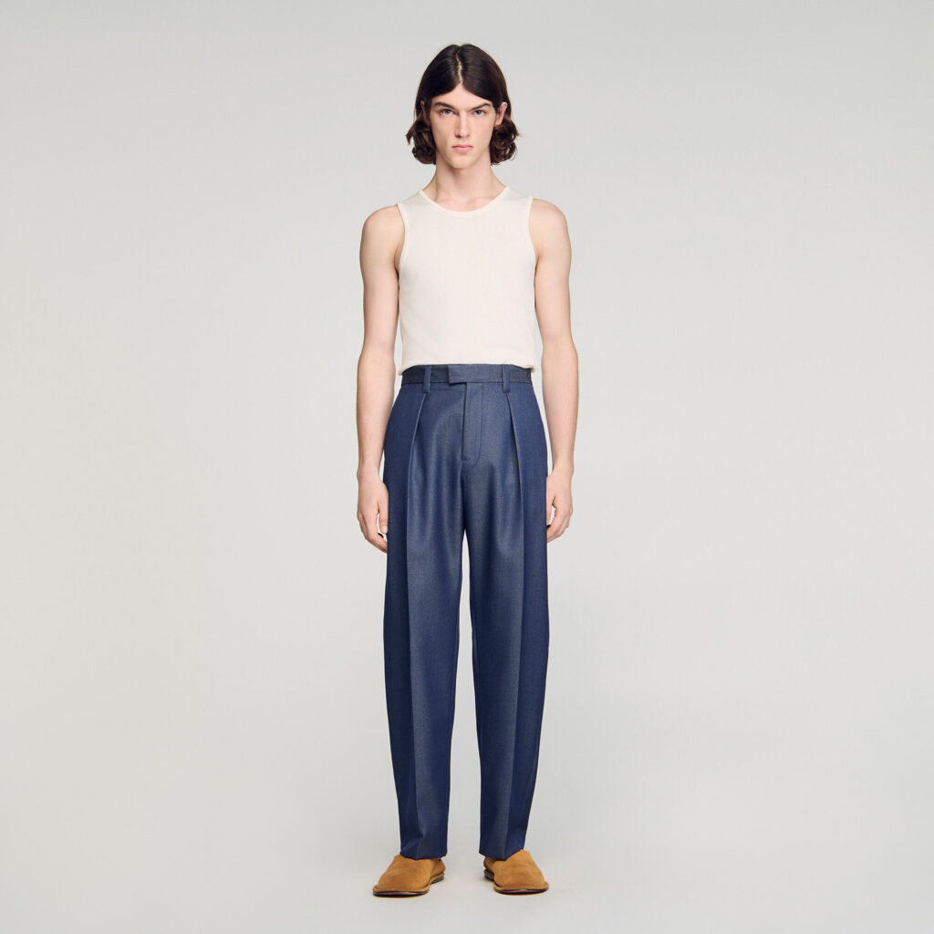 Pantalon à pince effet denim