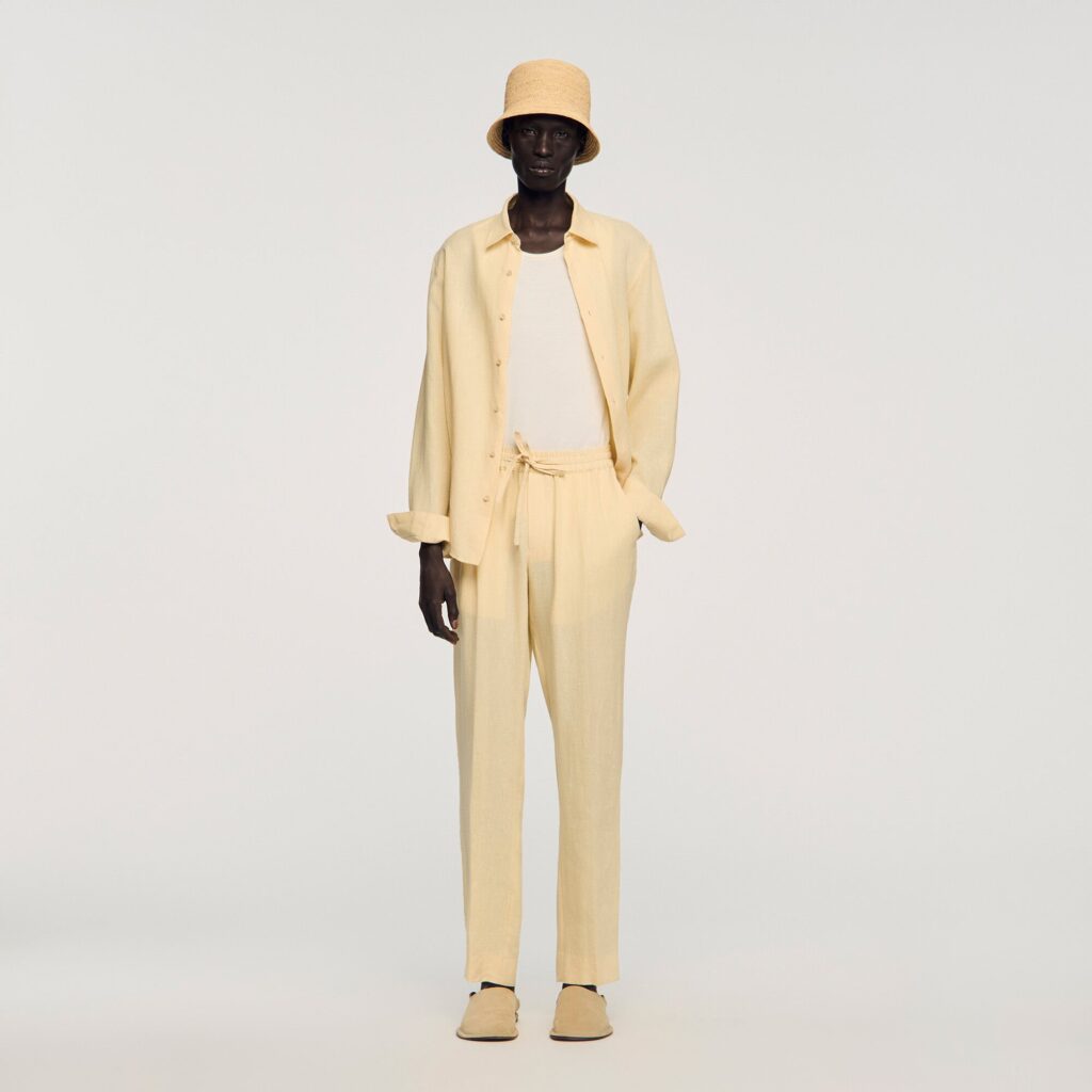Pantalon en lin élastiqué