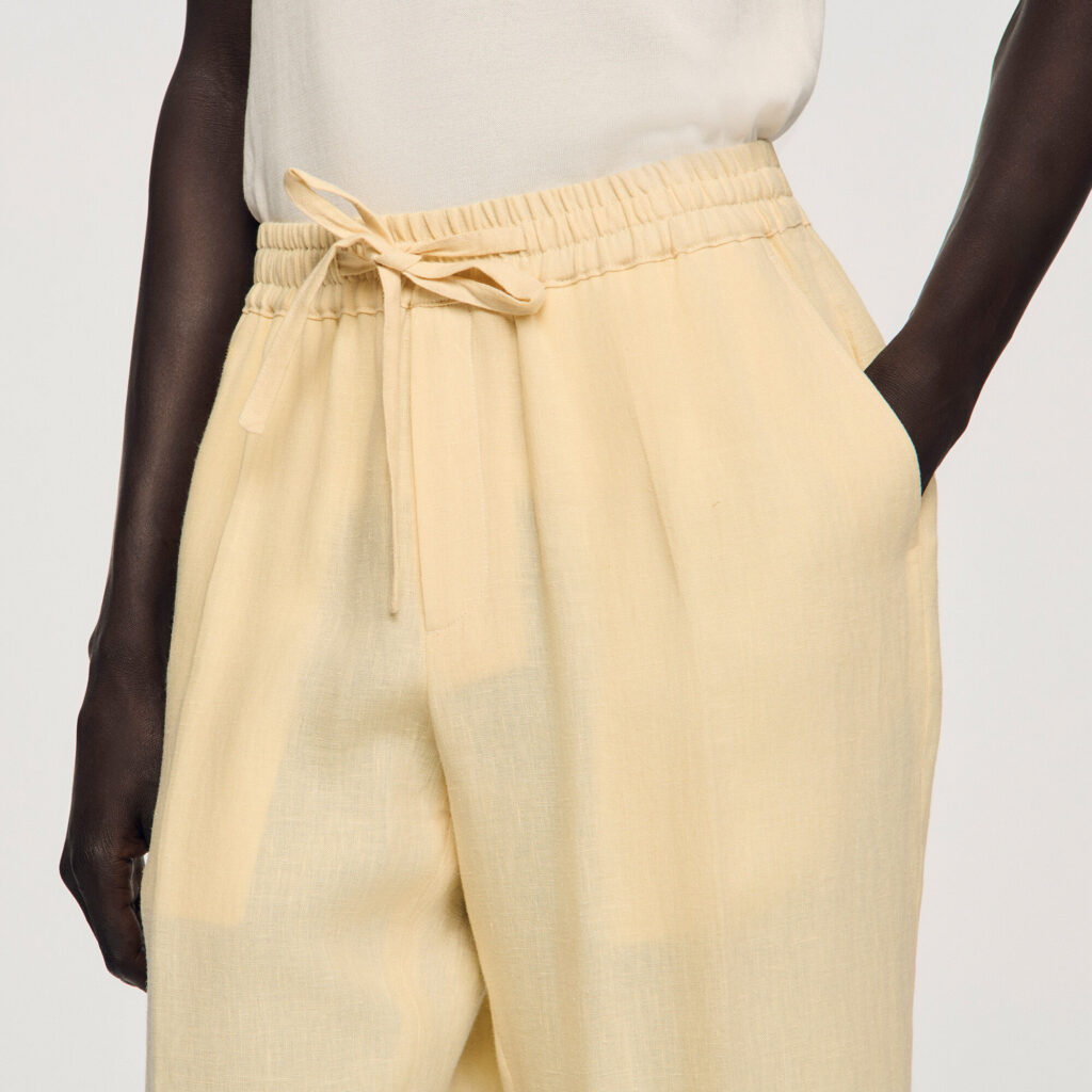 Pantalon en lin élastiqué
