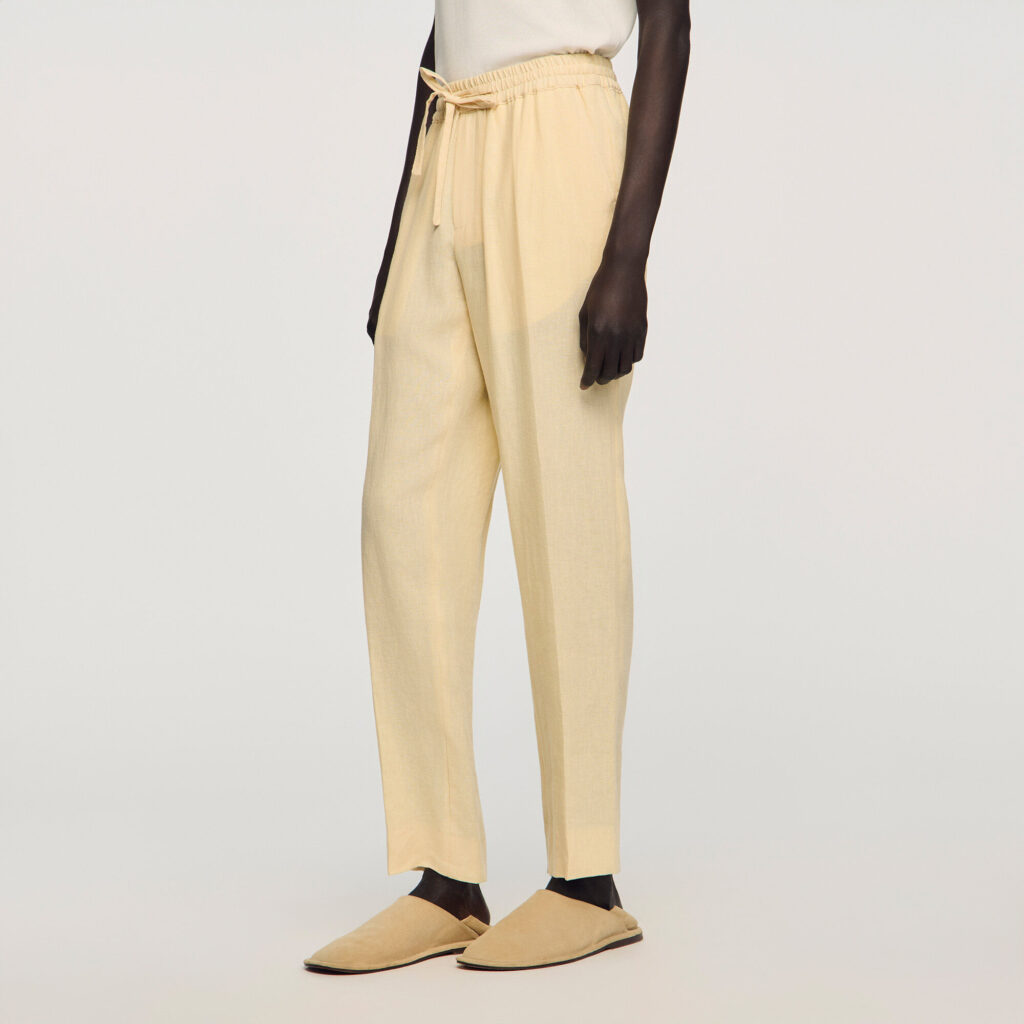 Pantalon en lin élastiqué