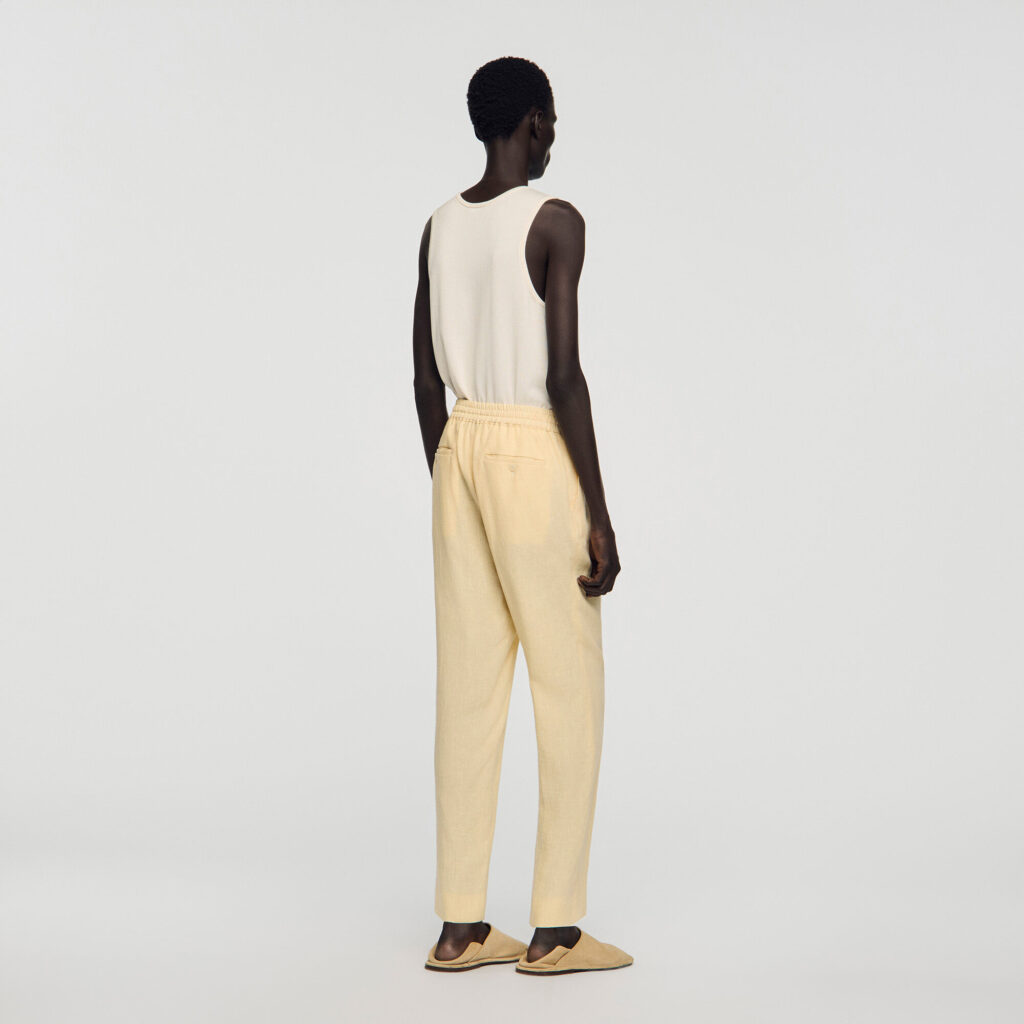 Pantalon en lin élastiqué