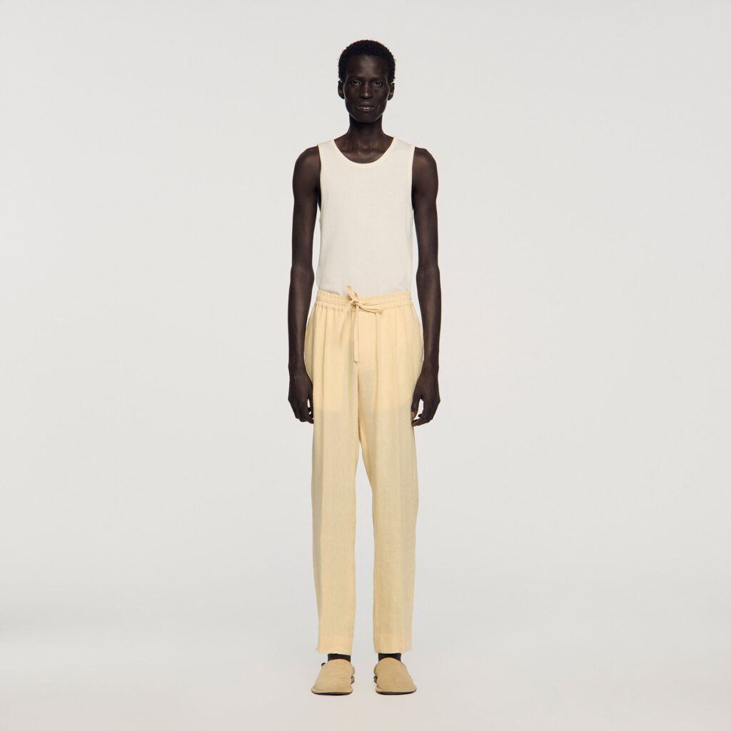 Pantalon en lin élastiqué