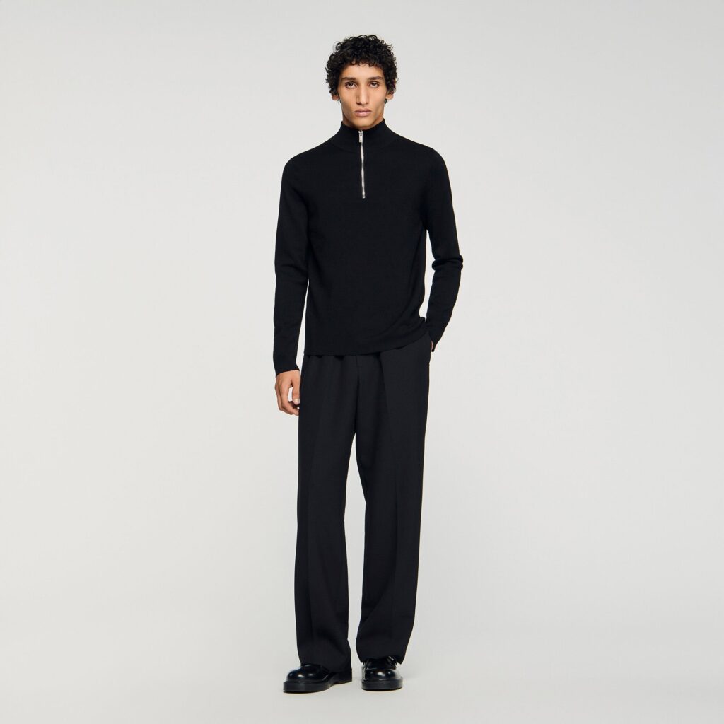 Pull en laine à col zippé