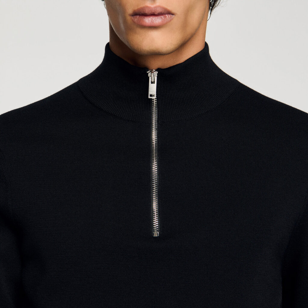 Pull en laine à col zippé