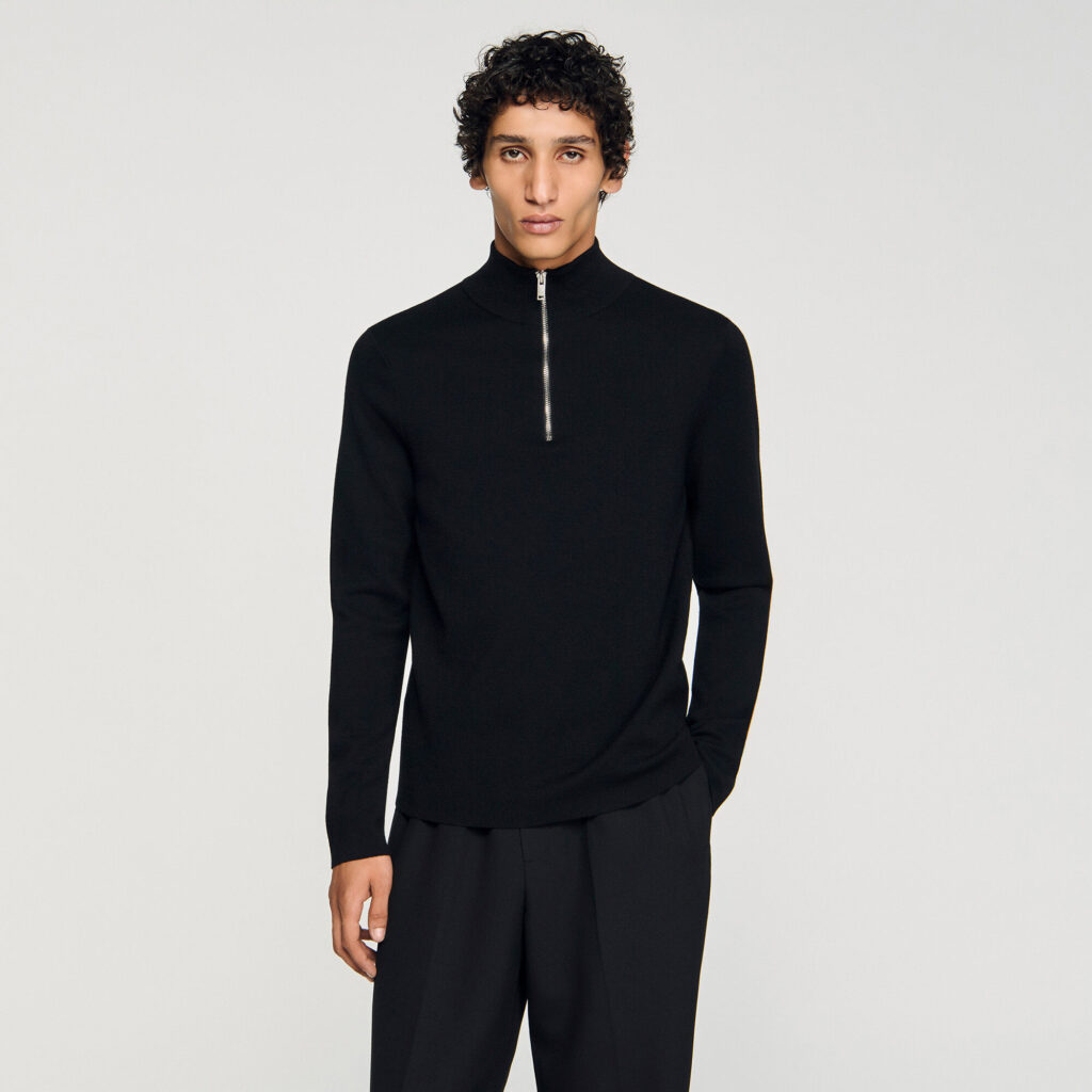 Pull en laine à col zippé
