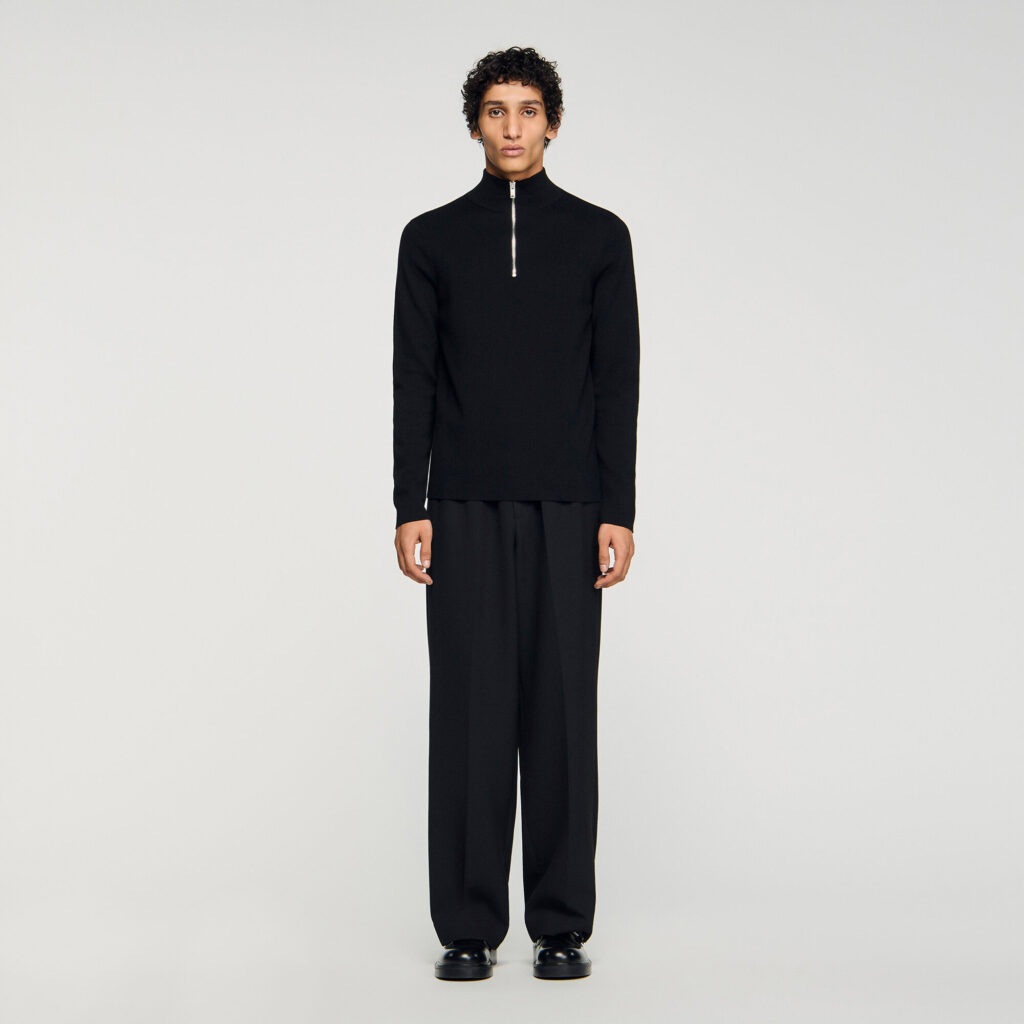 Pull en laine à col zippé