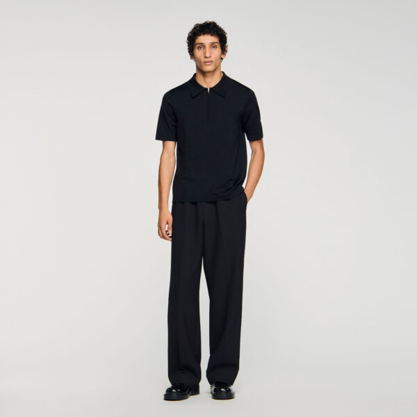Polo en maille à col zippé