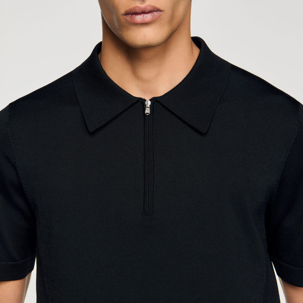Polo en maille à col zippé