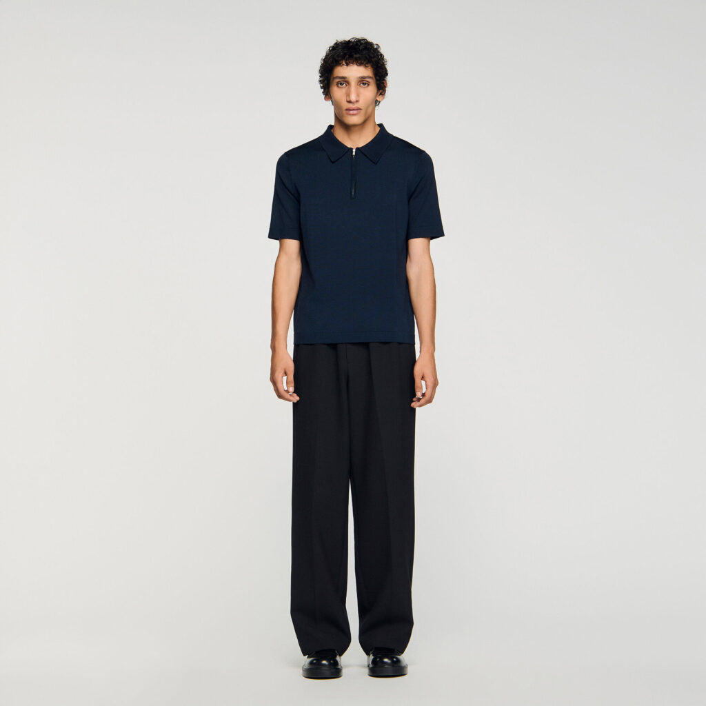 Polo en maille à col zippé