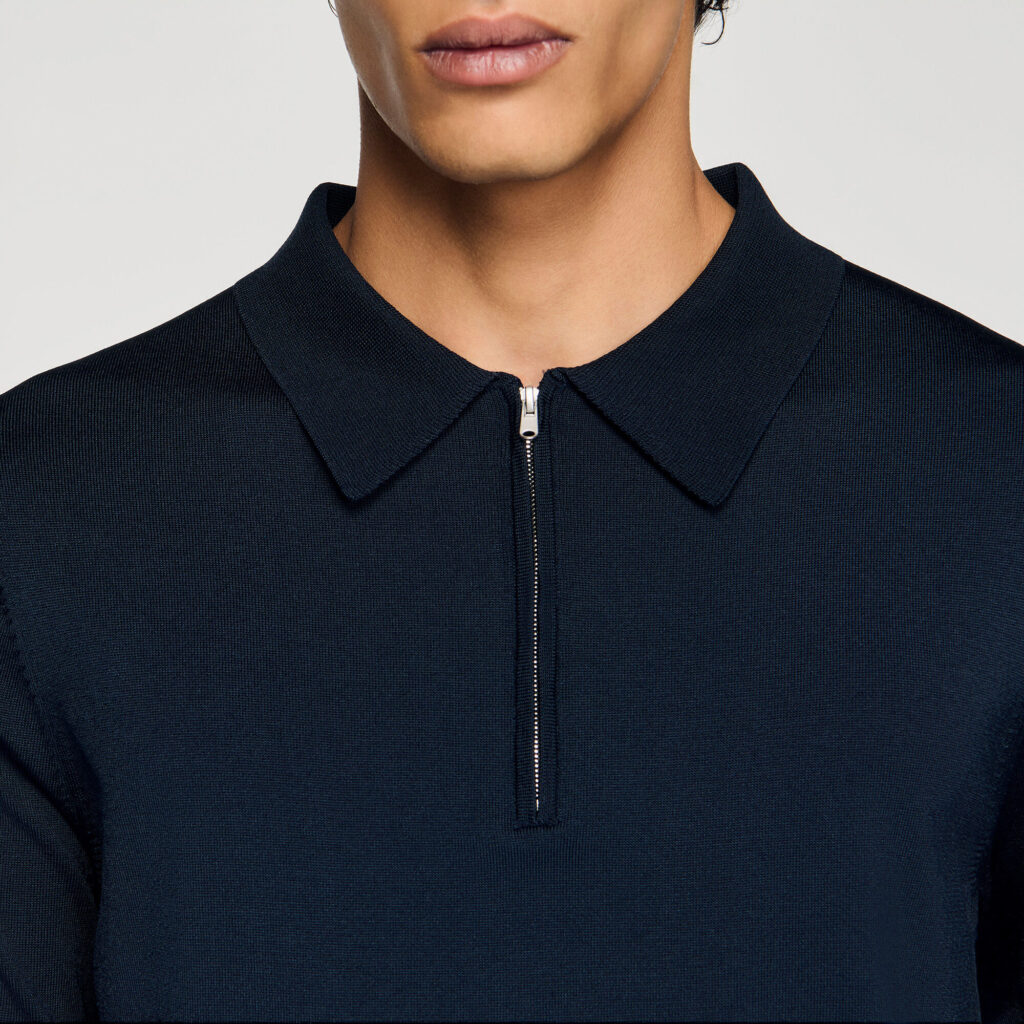 Polo en maille à col zippé