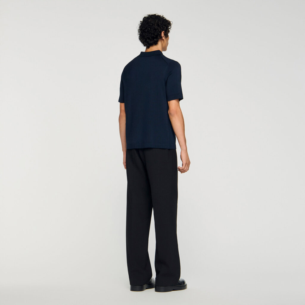 Polo en maille à col zippé