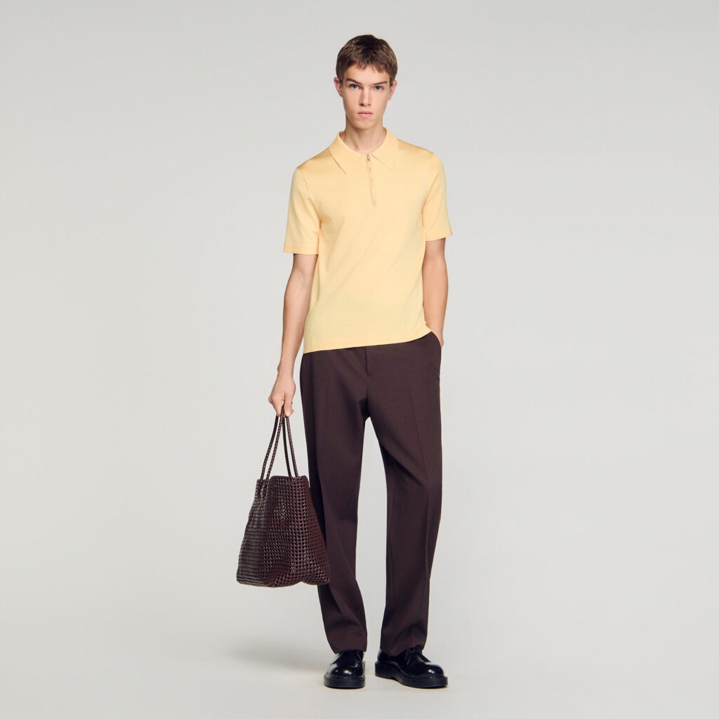 Polo en maille à col zippé