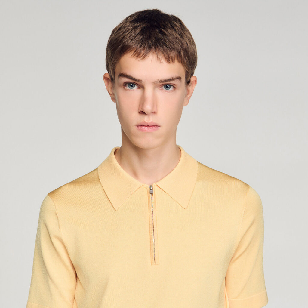 Polo en maille à col zippé
