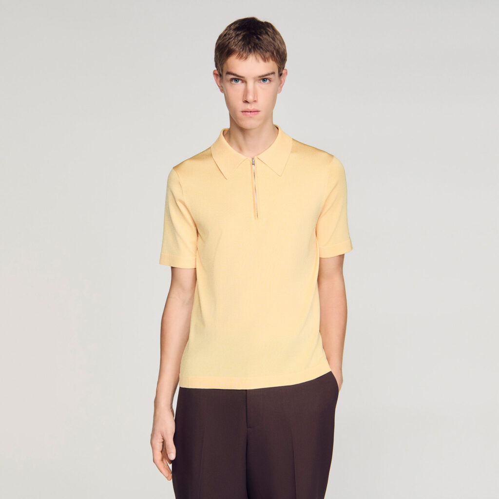 Polo en maille à col zippé