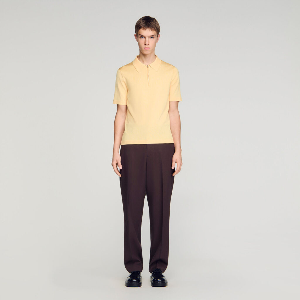 Polo en maille à col zippé
