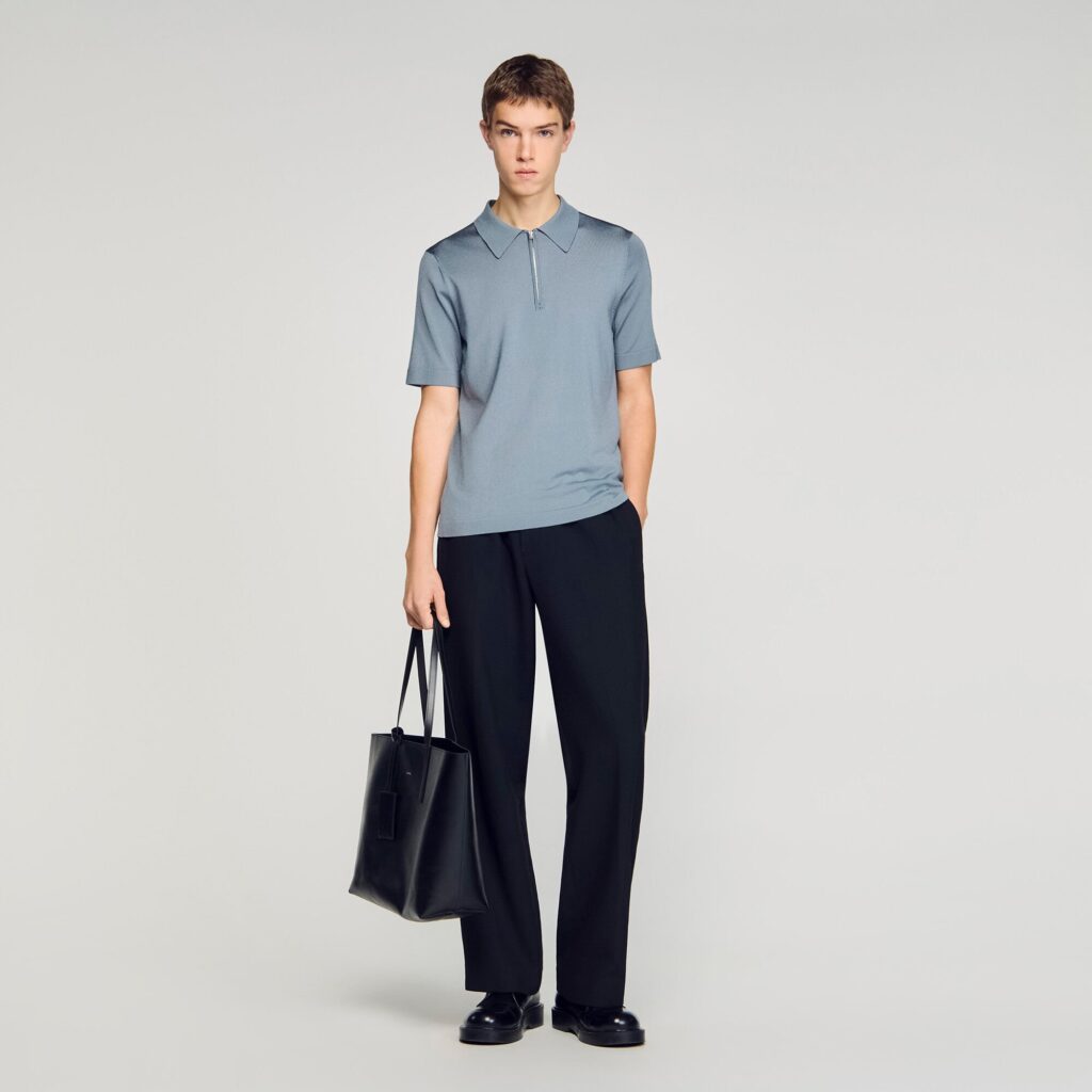 Polo en maille à col zippé
