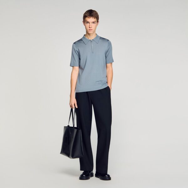 Polo en maille à col zippé