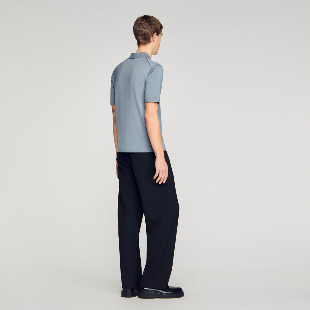 Polo en maille à col zippé