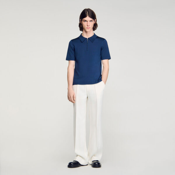 Polo en maille à col zippé