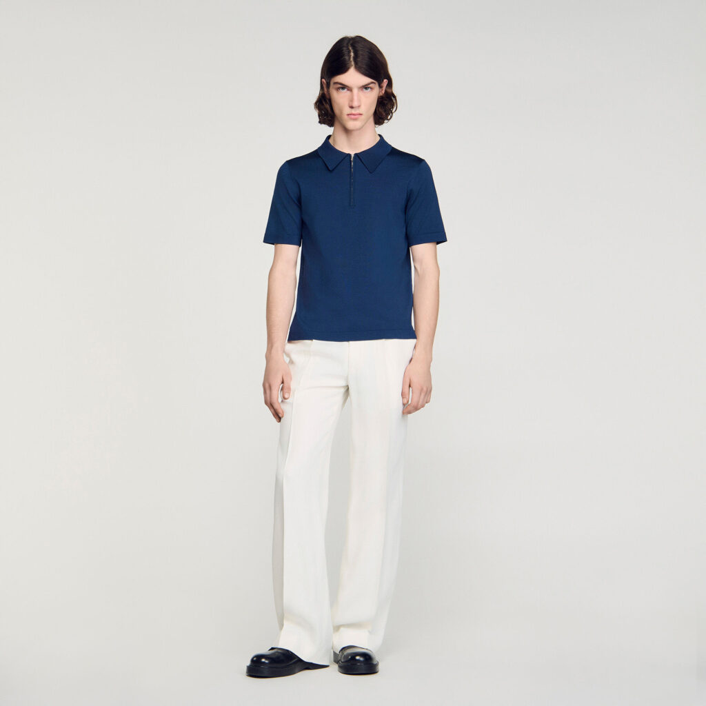 Polo en maille à col zippé