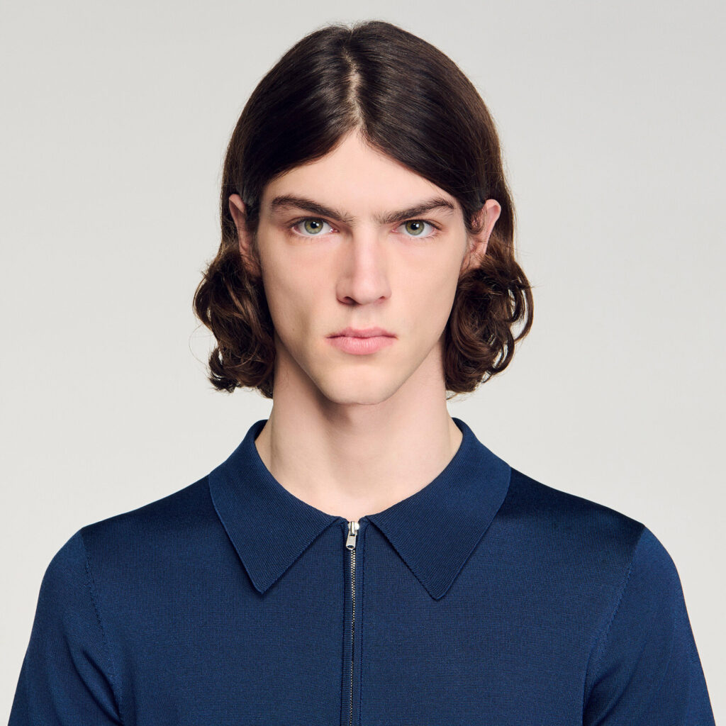 Polo en maille à col zippé