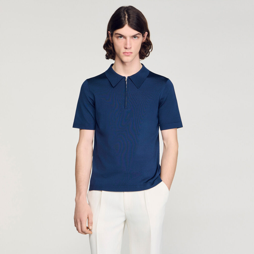 Polo en maille à col zippé