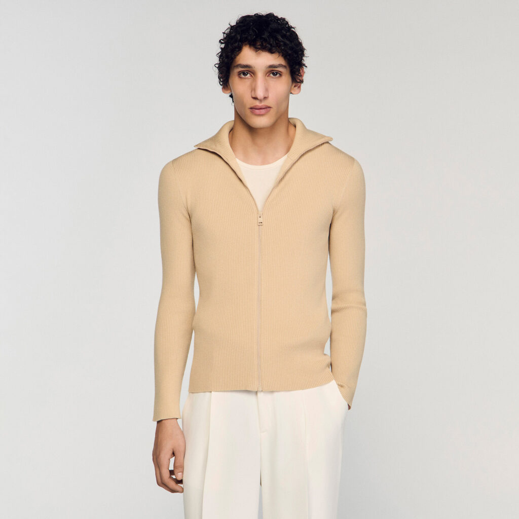 Cardigan à col montant zippé
