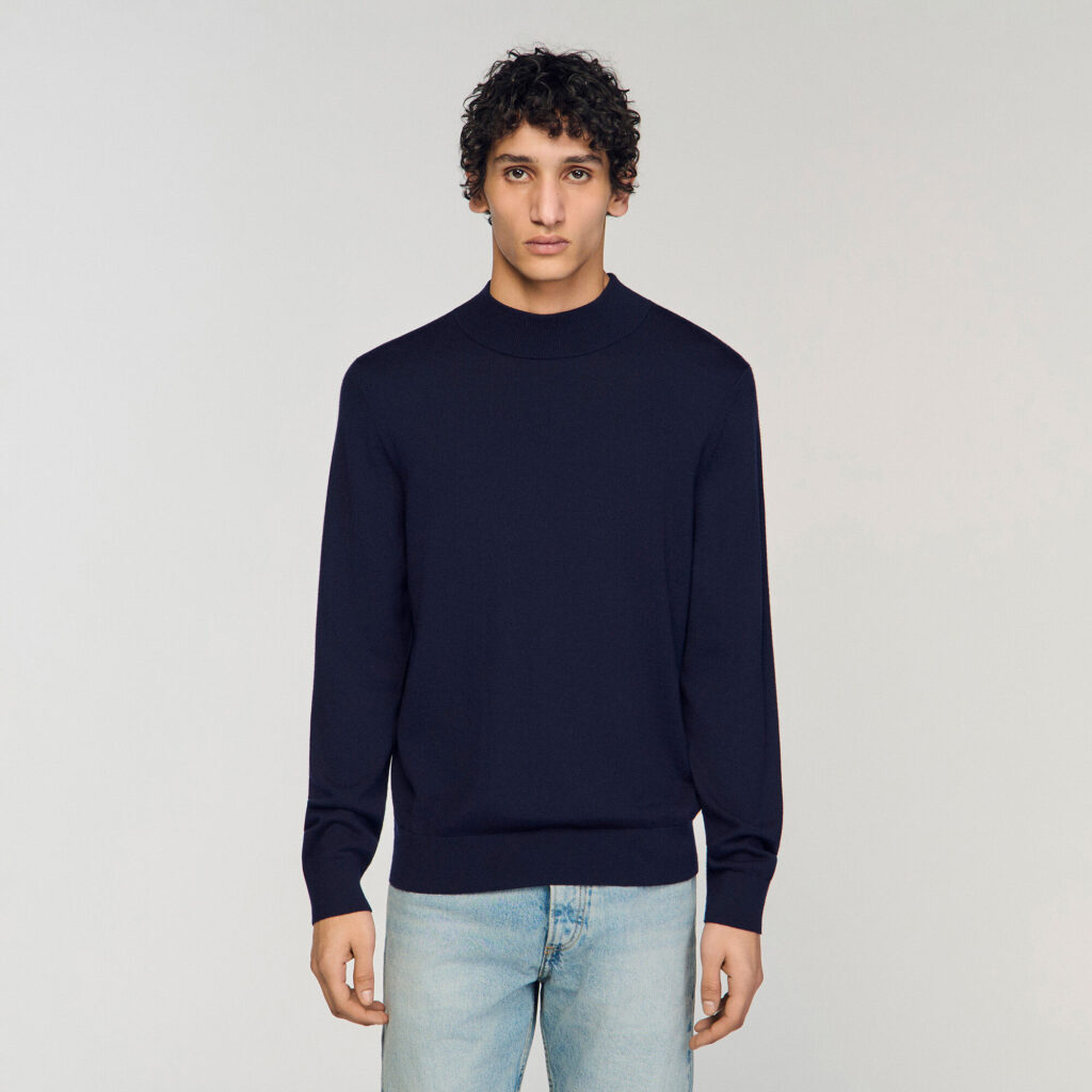 Pull en laine à col montant