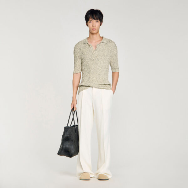 Polo en maille effet chiné en coton