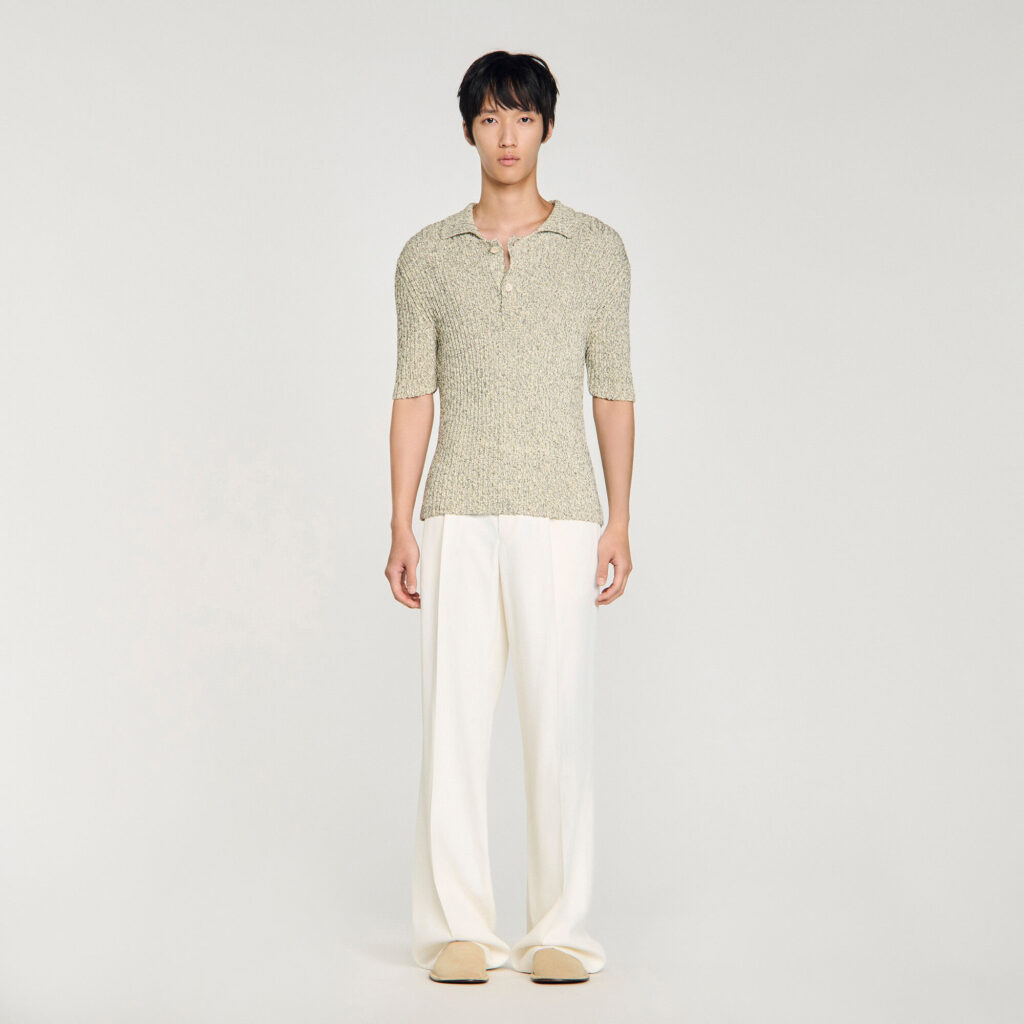 Polo en maille effet chiné en coton
