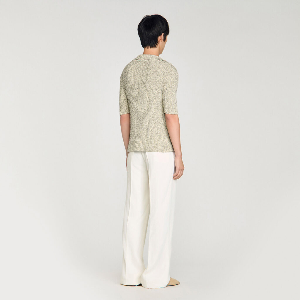 Polo en maille effet chiné en coton