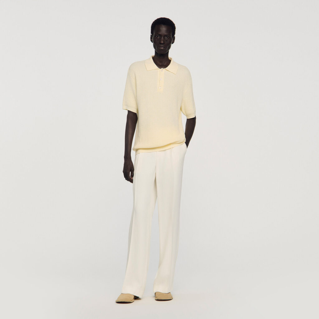 Polo en coton effet gauffré