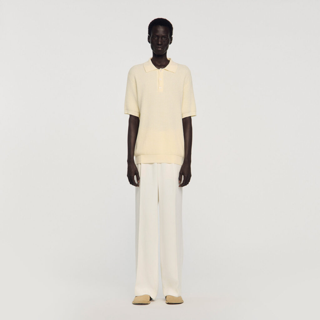 Polo en coton effet gauffré