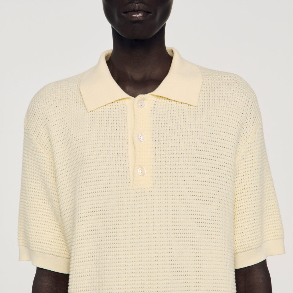 Polo en coton effet gauffré
