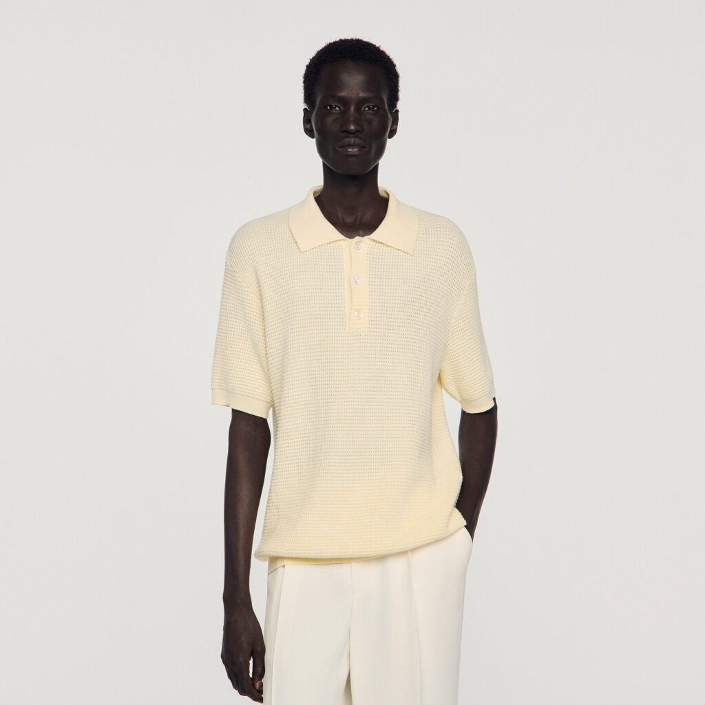 Polo en coton effet gauffré