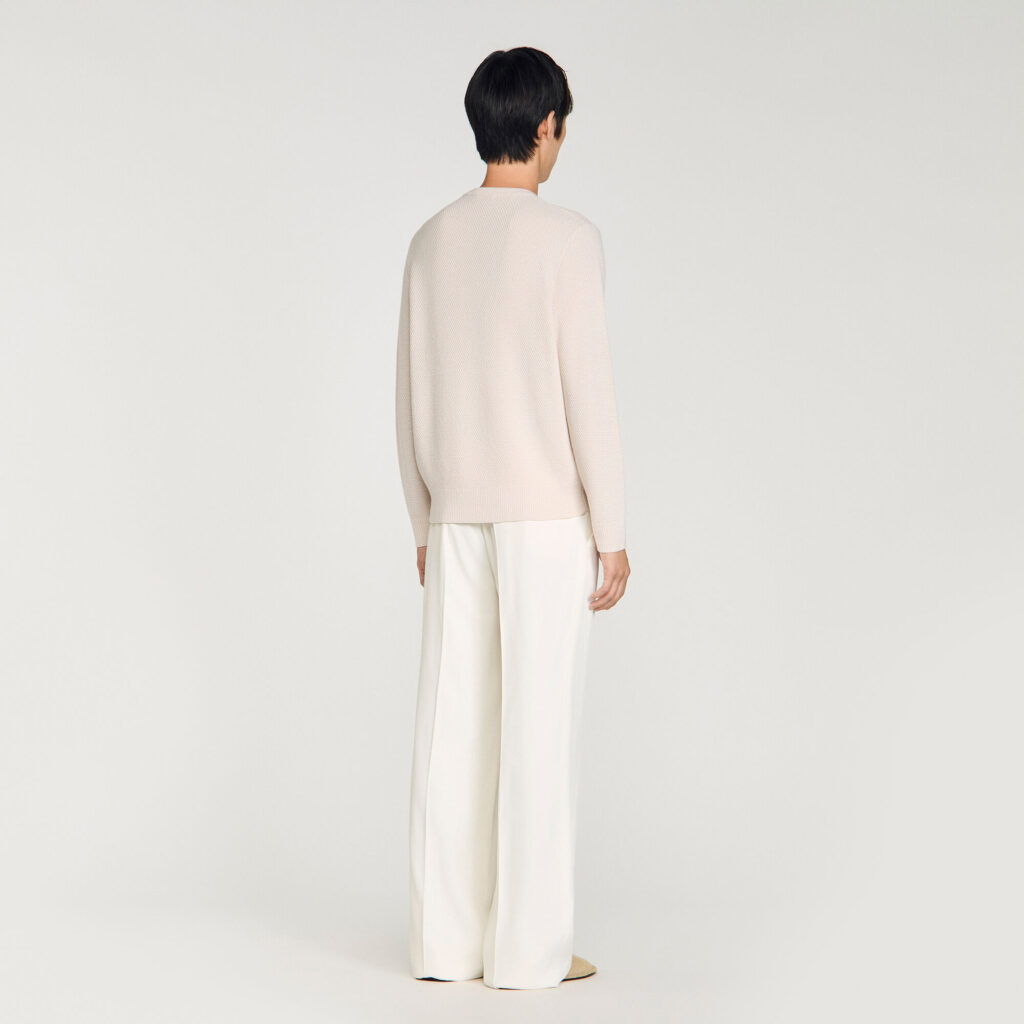 Pull col rond en point de riz