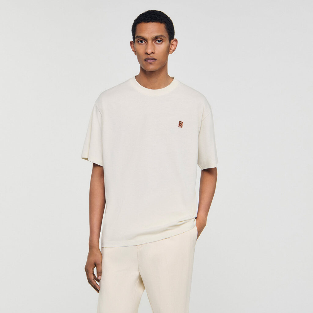 T-shirt à logo en cuir