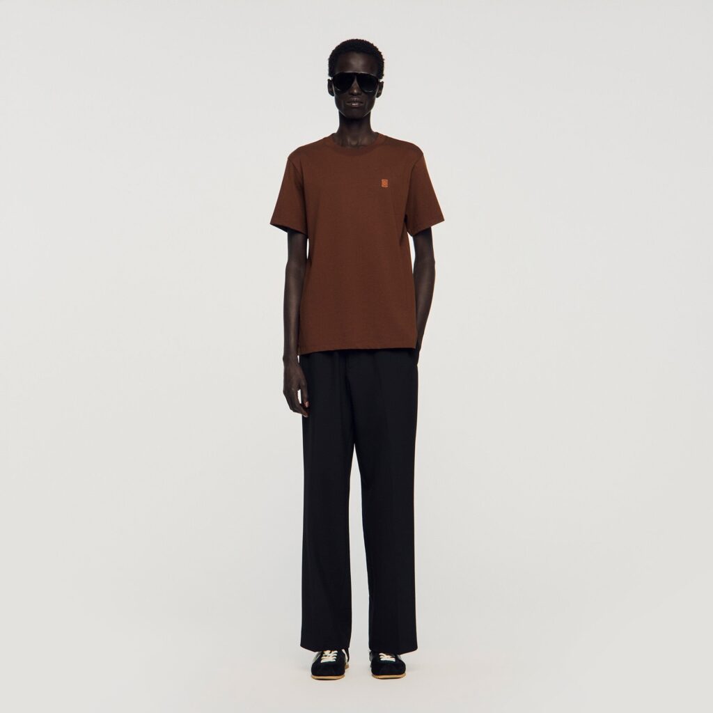 T-shirt à logo en cuir