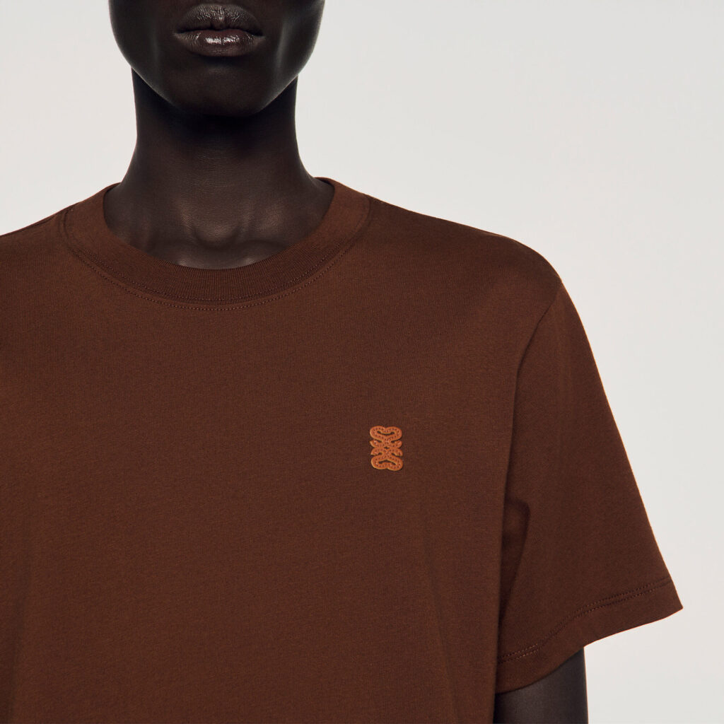 T-shirt à logo en cuir