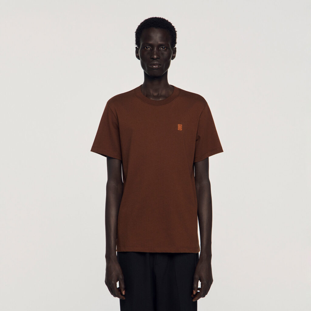 T-shirt à logo en cuir