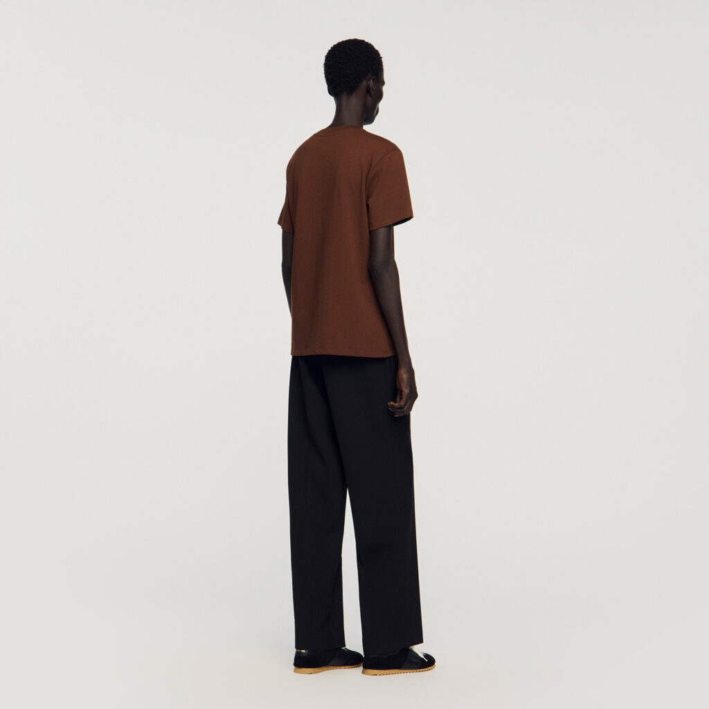 T-shirt à logo en cuir