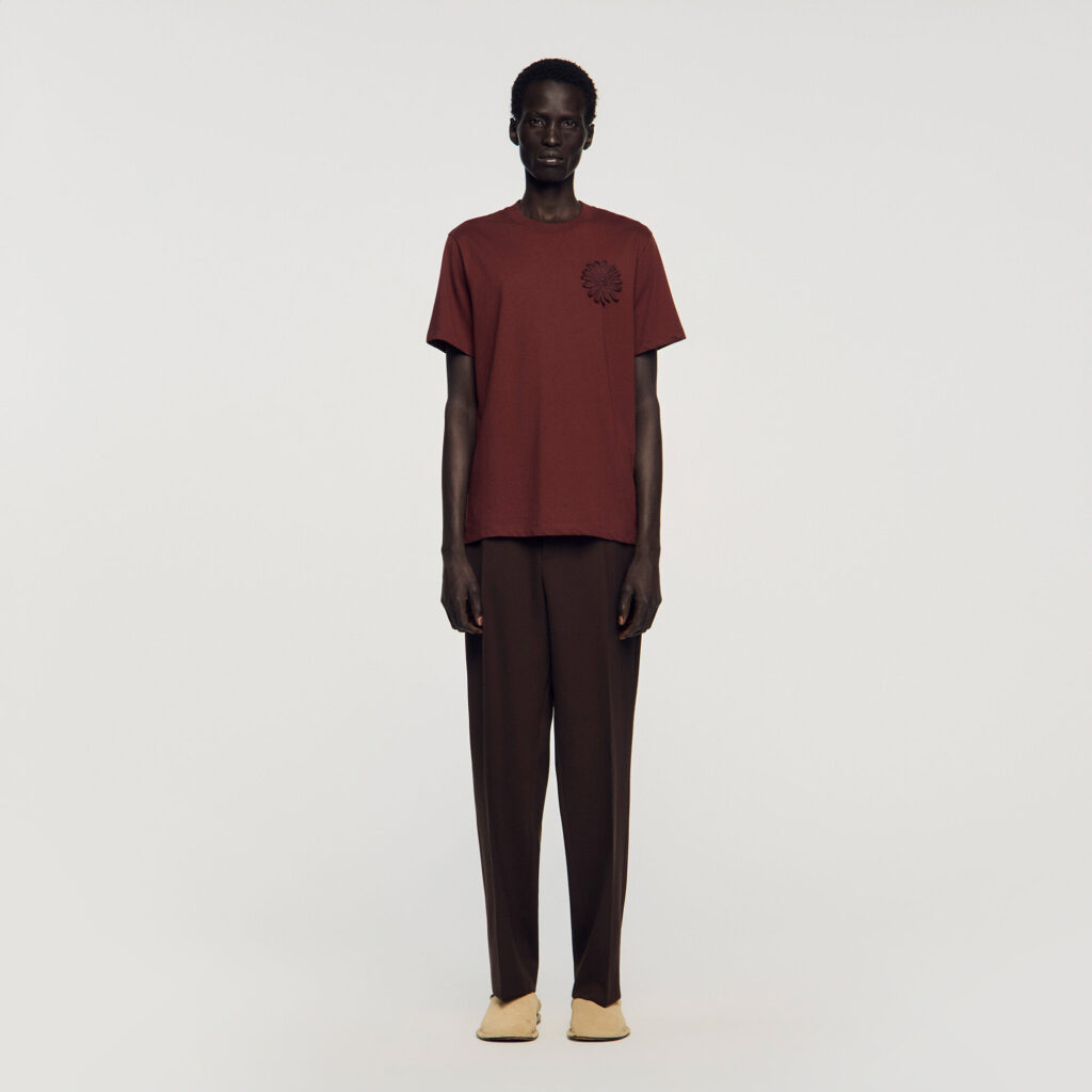 T-shirt en coton à fleur crochet