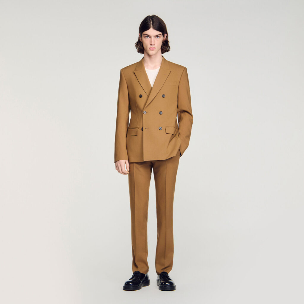 Veste de costume croisée en laine