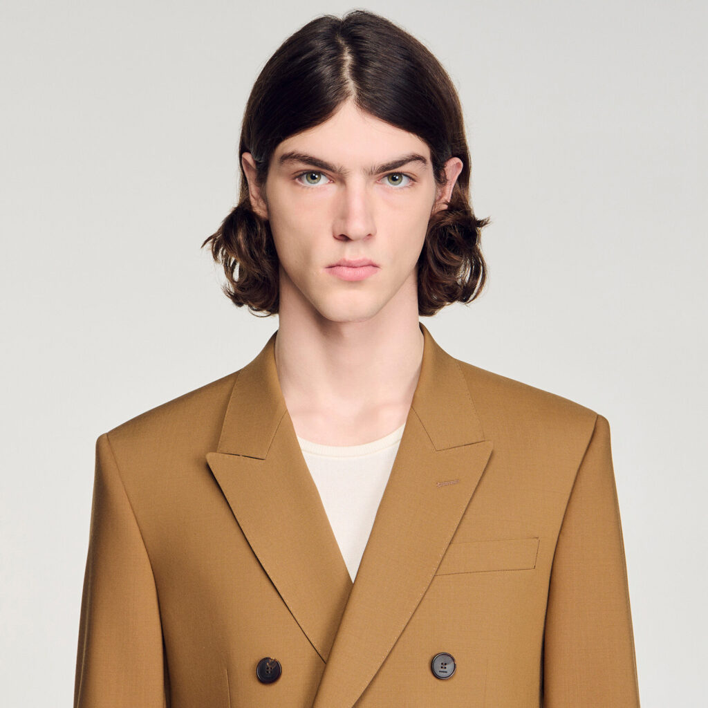 Veste de costume croisée en laine