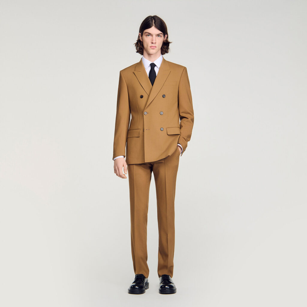 Veste de costume croisée en laine